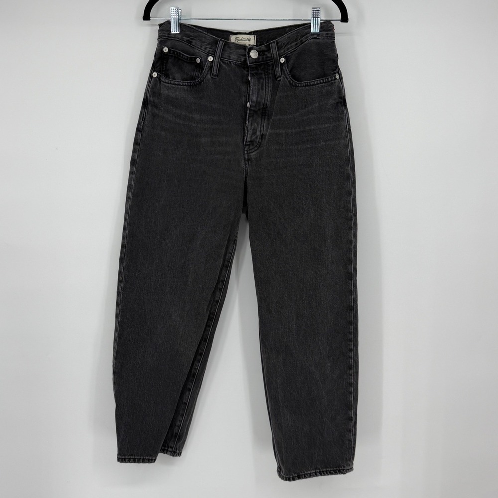 Madewell Balloon Jeans Womens 26 Black Lunar Wash High Rise Barrel Leg
